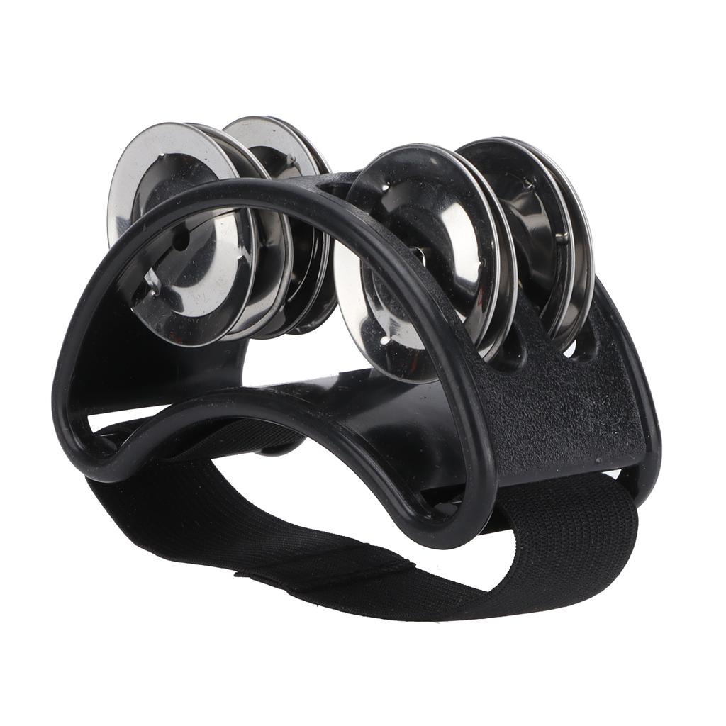 Foot Tambourine Shaker Percussion Drum Set Metal Jingle Bell Musical Instrument AccessoriesBlack
