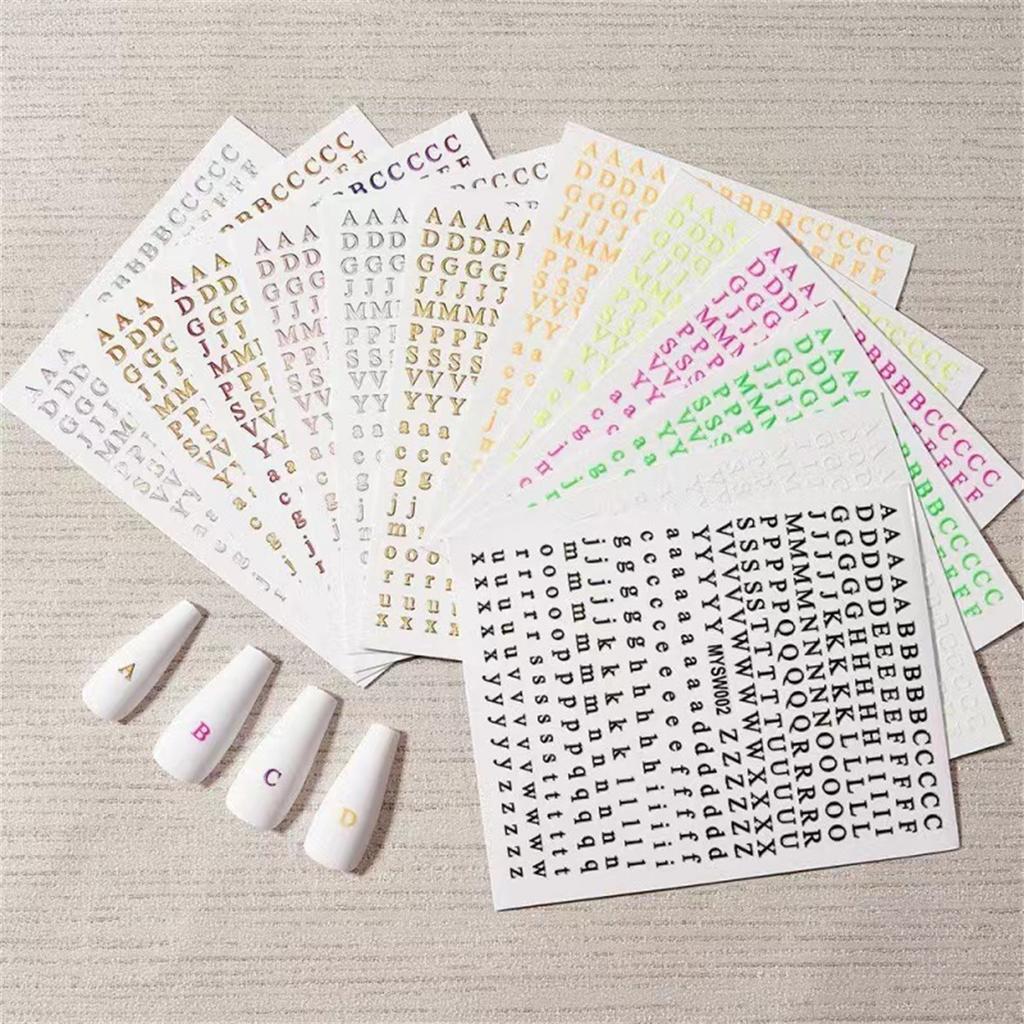 Random 5pcs Gold Silver Nail Art Decal Stickers Mixed Shapes Design Self-adhesive Sticker Acrylic Manicure Decorations Accessory