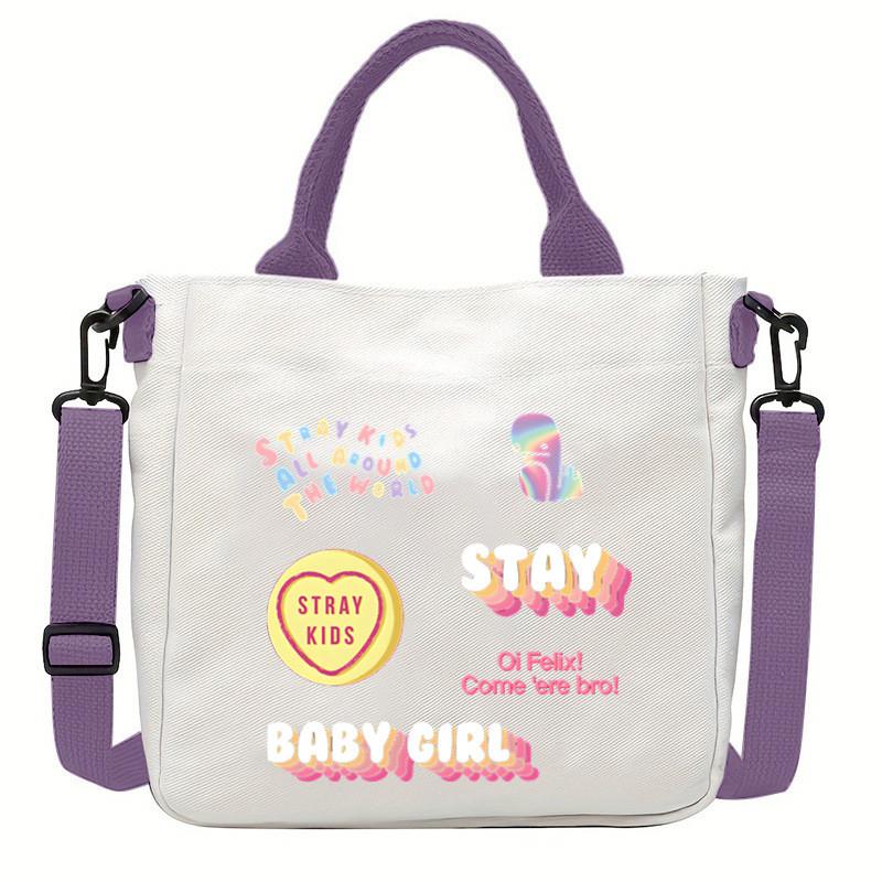 Felix Kpop Band Super Star Printed Crossbody Bag Casual Canvas Shoulder Bags