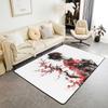 Japanese Samurai Cat Print Area Rug, Red Sun & Ancient City Design Non-Slip Floor Mat for Living Room Bedroom Home Decor Carpet