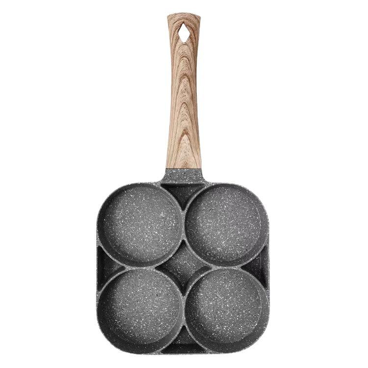 Non-Stick Four-Hole Frying Pan for Burgers, Eggs, and Pancakes