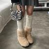 Winter Cute Gentle Fluffy Boots Korea Dongdaemun Warm Plush Flat-bottomed Snow Boots Short Boots Sleeve