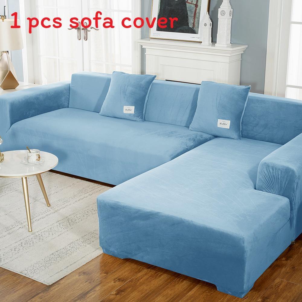 Simple Solid Color Plush Surface Sofa Protection Cover With Anti Slip Strip For Household Protection