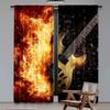 2Pcs Guitar Curtains Rock Music Hip Hop Hippie Flame Guitar Suitable For Bedroom Living Room Dining Room And Bathroom