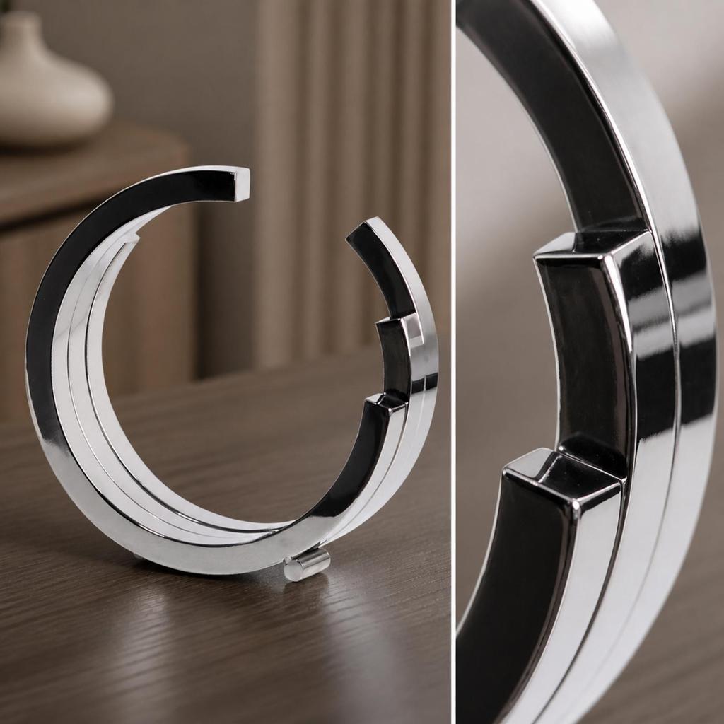 Circular Metal Decorative Sculpture Modern for Console Tables, Office Styling