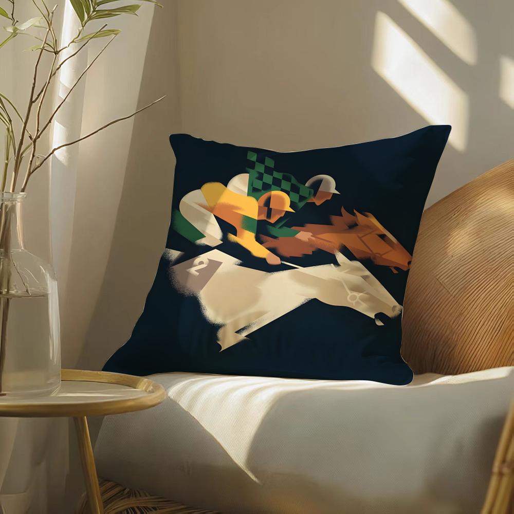 Competition Promotion Horse Racing Pillow Case Pattern Printed Pillowcase For Living Room Sofa Cushion Cover & Bedroom Decor