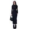 Bodycon Dress for Women Mock Neck Long Sleeve Midi Dress Ruched Slim Fit Party Cocktail Formal Dress Fall Wedding Guest Dress