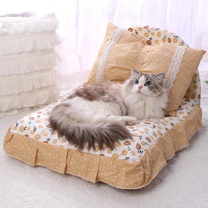 Princess Cat House Dog Bed Soft Washable Small Dogs Kennel Kitten Sofa Bed Sleeping Mats Comfortable Cat Nest Pet Supplies