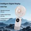 Portable Handheld Personal Rechargeable Fan Led Digital Display 90°Adjustable Rechargeable Fan 5 Speed Wind With Lanyard