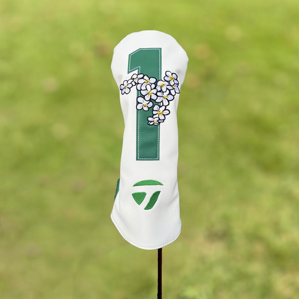 Green/White Golf Club Head Cover PU Golf Push Rod Sleeve Practical Golf Wood Cover Golf Course