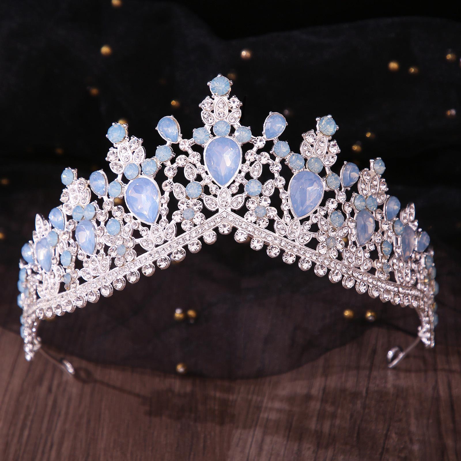 

DIEZI 10 Colors Baroque Luxury Opal Rhinestone Crystal Tiara For Women Wedding Party Elegant Bridal Bride Crown Hair Accessories