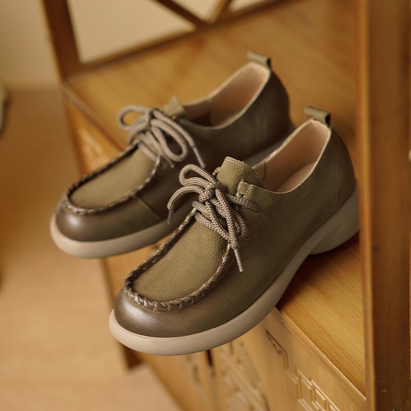 Fashion AIYUQI Women Shoes Retro 2025 Season New Genuine Leather Lace-up Shoes Ladies British Style Large Size Women's Spring Shoes