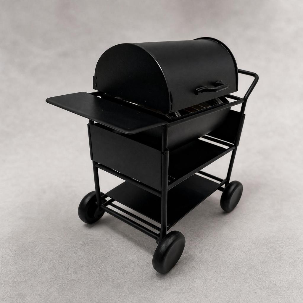 Miniature Barbecue Grill with Openable Lid Decorative Dollhouse