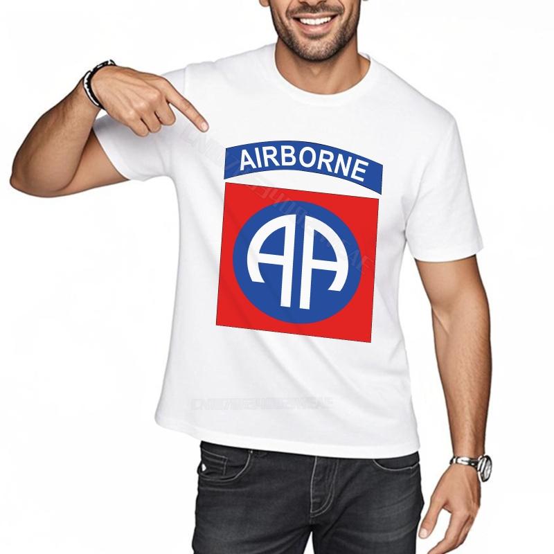 Unisexs tshirt Soft Streetwear Tshirts Airborne Logo On Black Streetwear Classic Tshirt Classic Adult Round Neck Tee