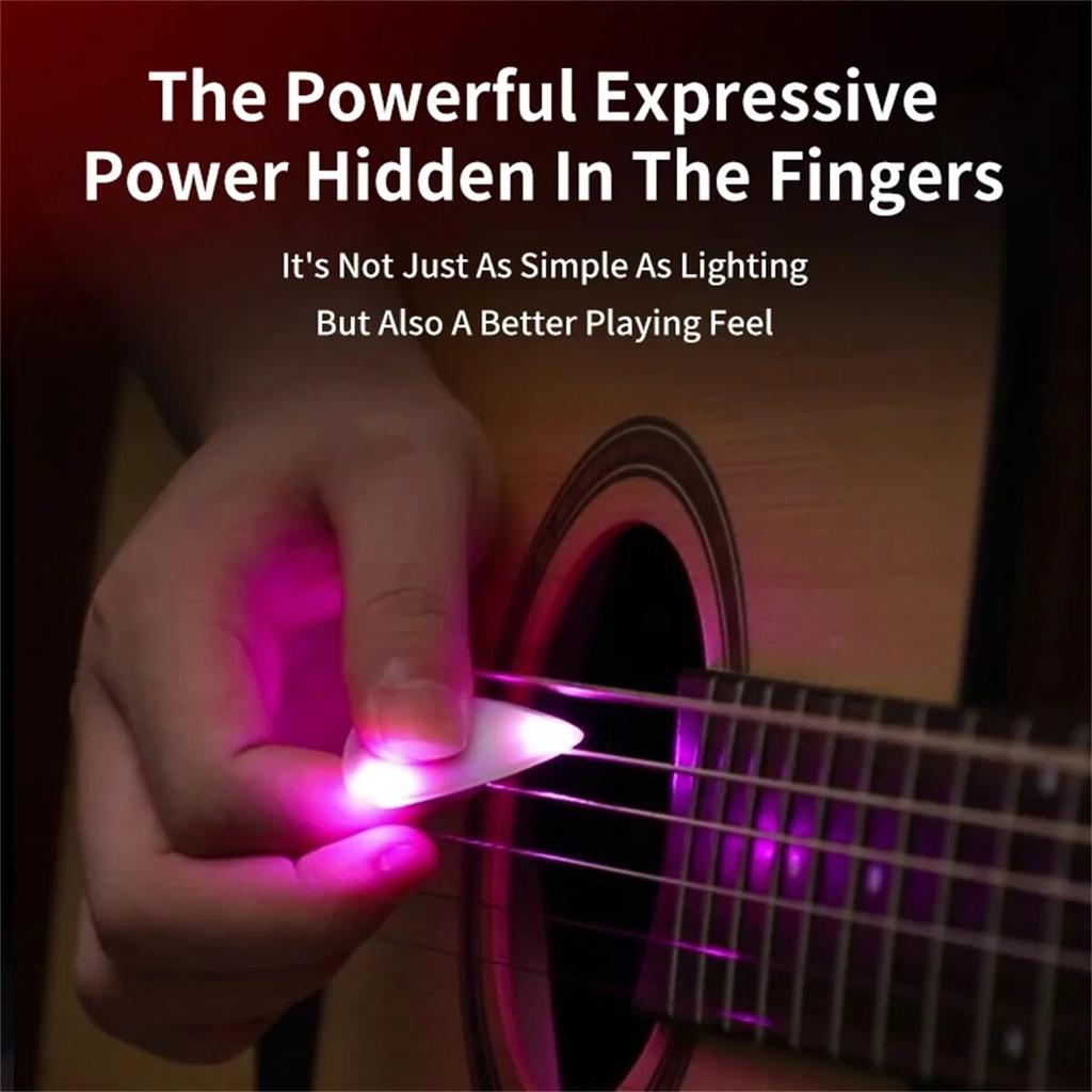 Miwayer LED leuchtende Gitarrenplektren - ABS E-Gitarrenplektren mit dreifarbigen Lichtoptionen (Weiß/Grün/Lila)