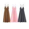 Kaslead New Arrival Women's Clothing Fashion Style Fashion Minimalist Vertical Midi Skirt Dress 3067367