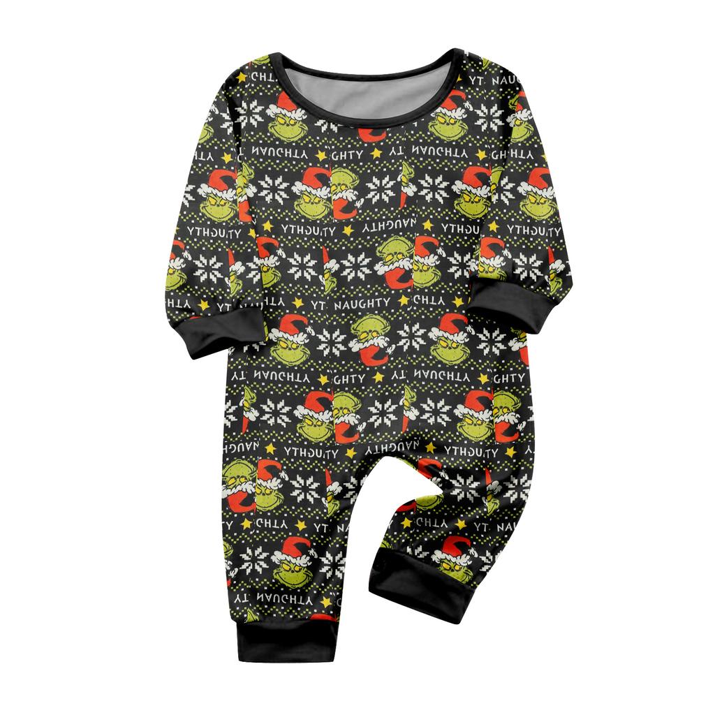 Print Cute Family Set Pajamas, Home Clothes, Family Set Long Sleeve Top Pants Set