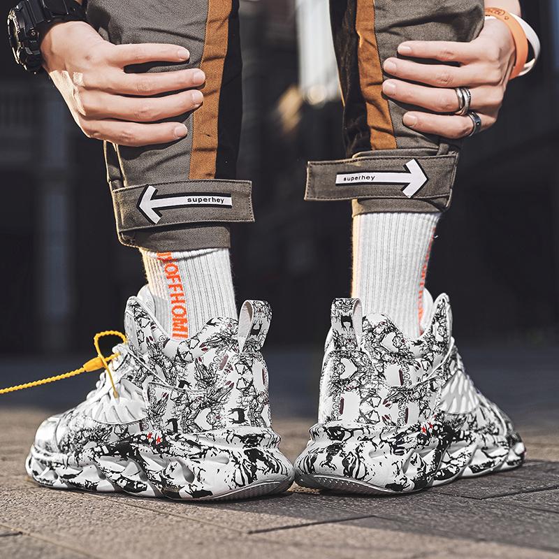 Men's Non-Slip Ultra Light Outdoor Sports Basketball Shoes Graffiti Men's Sports Shoes