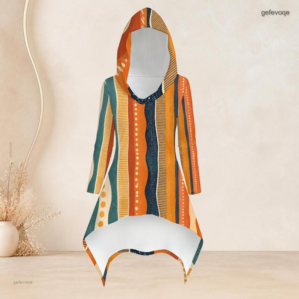 Women Plus Size Hooded Long Sleeve Printed High Low Top Fitted Pants Two Piece Set
