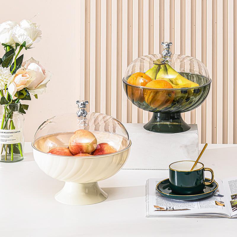 Light Luxury Feng Fruit Plate Home Living Room Coffee Table Snack Plate Cream High-Precision Ornament Thickened Plastic Fruit Plate