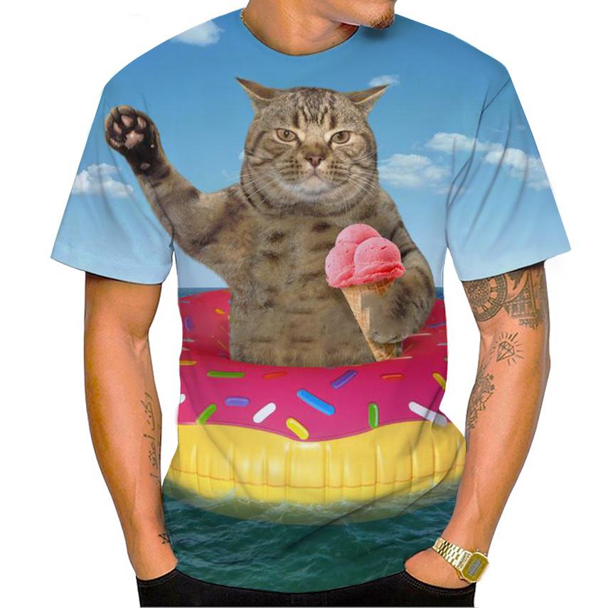New Interesting Cat Pattern 3d Printing T-shirt Men's And Women's Children's Summer O-neck Harajuku Street Thin Breathable Top