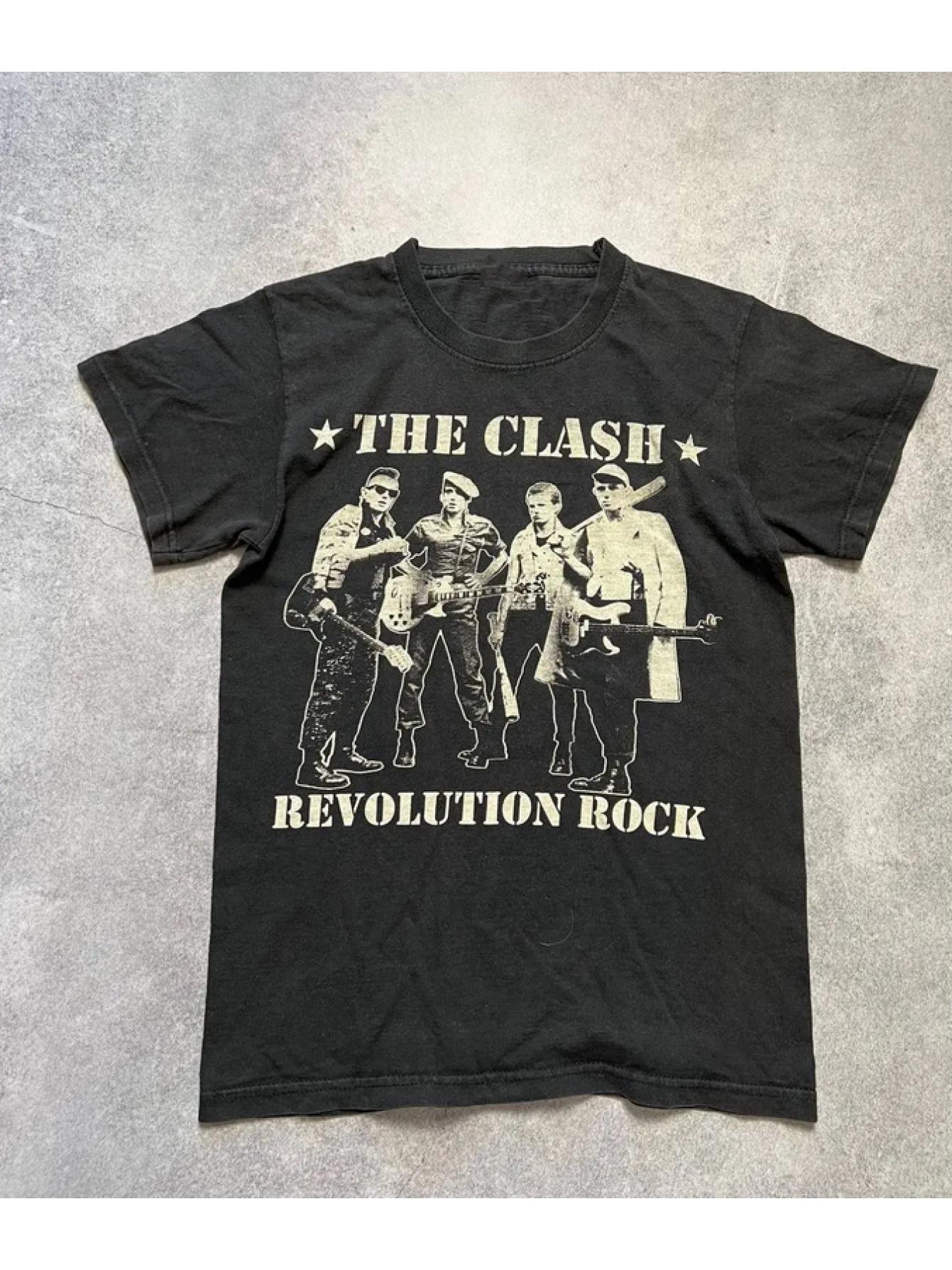 Vintage Rock Band Graphic Tee - a Crew Neck Shirt Featuring The Words THE CLASH REVOLUTION ROCK XS