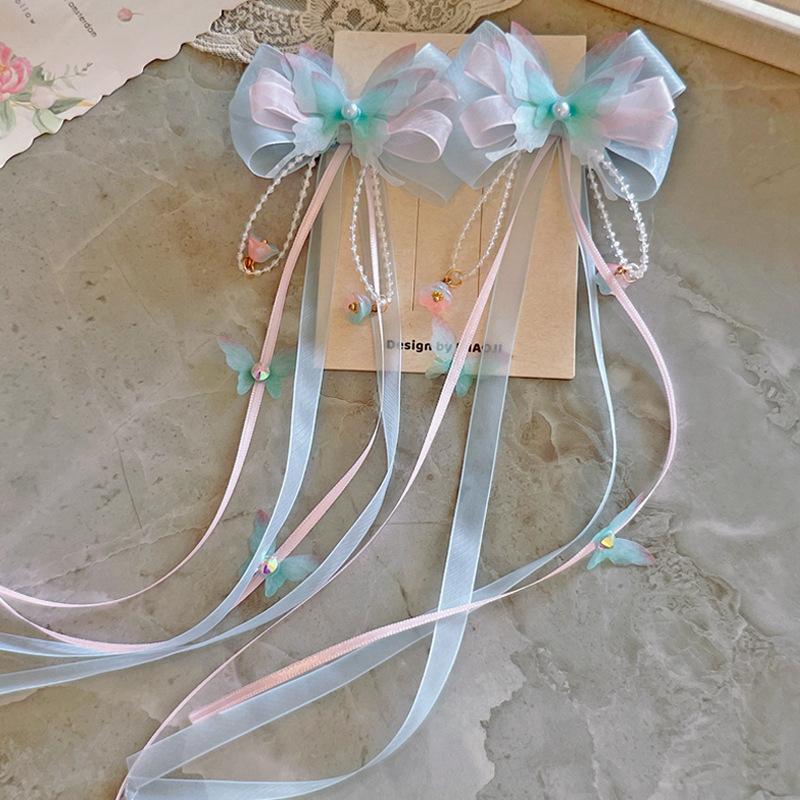 Heavy Industry Immortal Bow Girl's Strap Pair Clip Ancient Hairclip Children's Hair Accessories