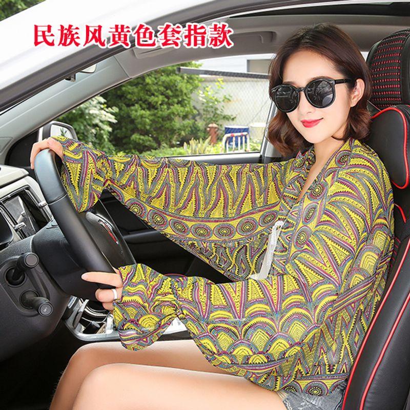 

Летние женские тонкие длинные перчатки для защиты от солнца для вождения и езды на велосипеде, кружевные нарукавники для защиты от солнца, рукава для рук, нарукавники для защиты от УФ-излучения Democratic style yellow set of fingers All yards