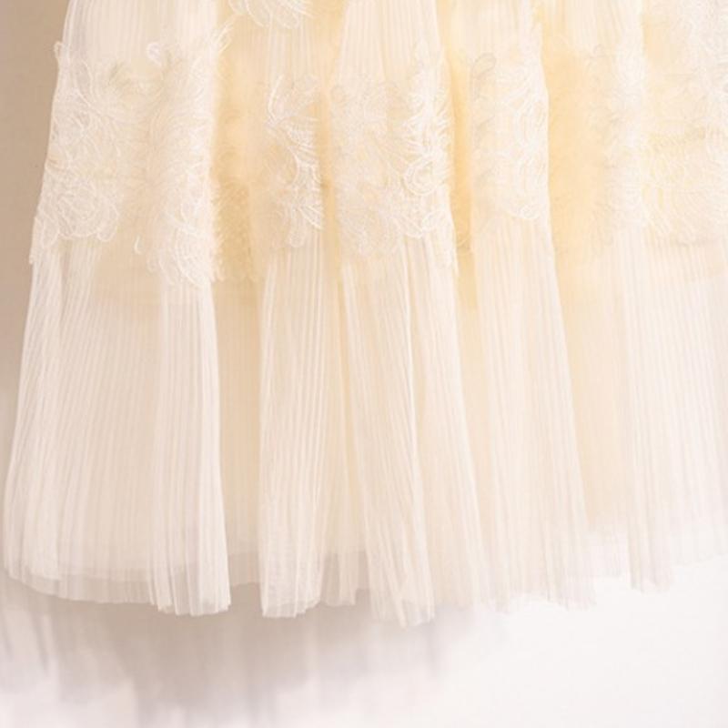 Spitze Halbkörperrock Mesh Garn Big Swing Langer Rock Damen Sweet Cake Faltenrock Sub