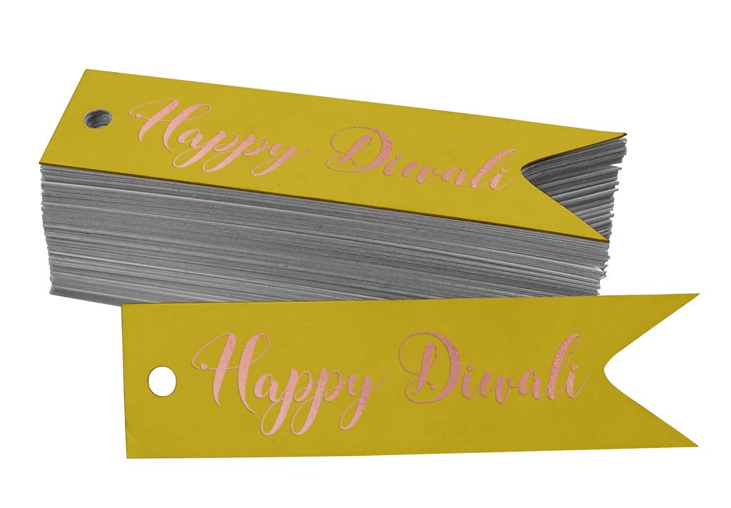 Inkdotpot Pack Of 100 Happy Diwali Favor Paper Tags Craft Real Gold Foil Hang