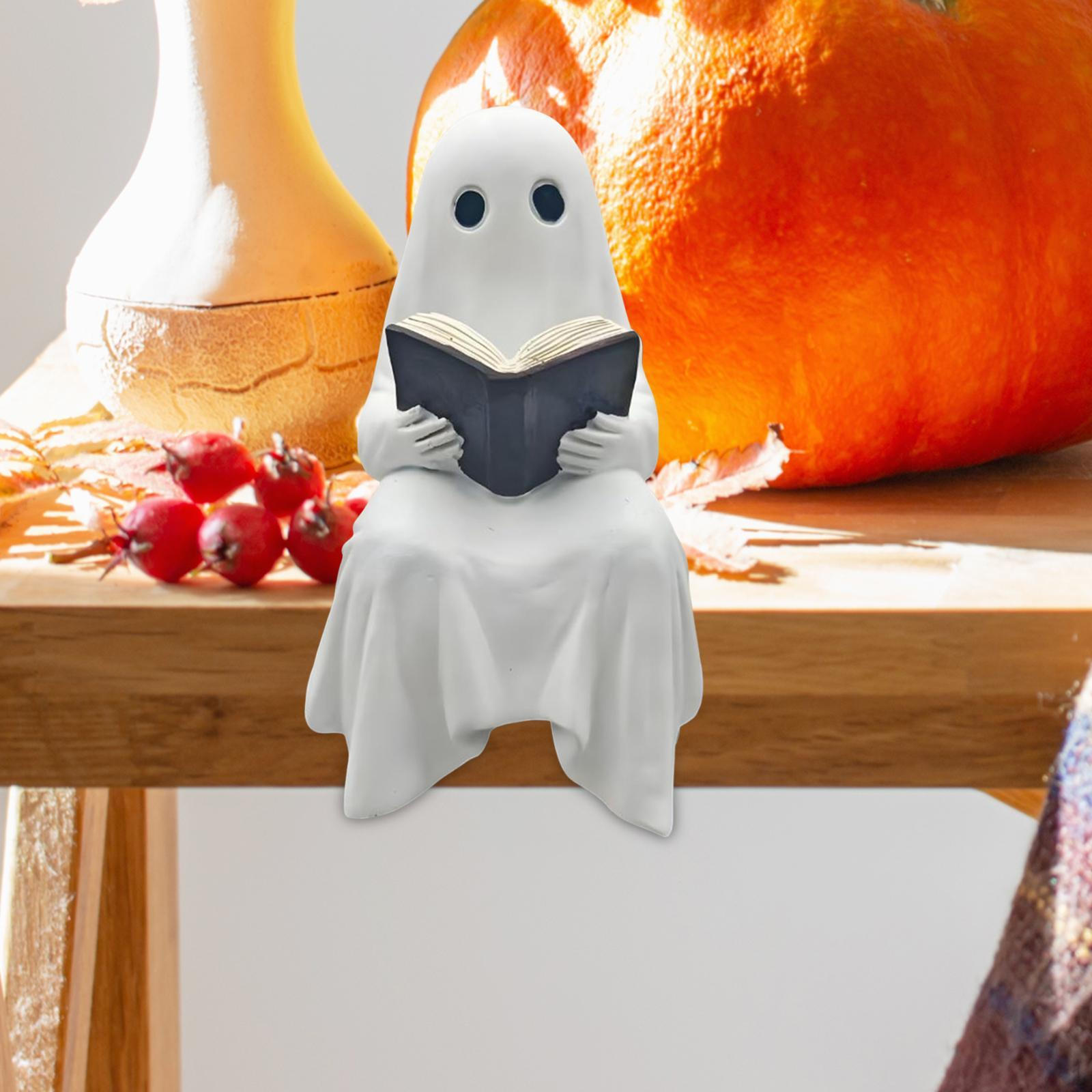 

Halloween Statue Reading Book Sitting Evil Figurine Desktop Party Figure Resin Sculpture for