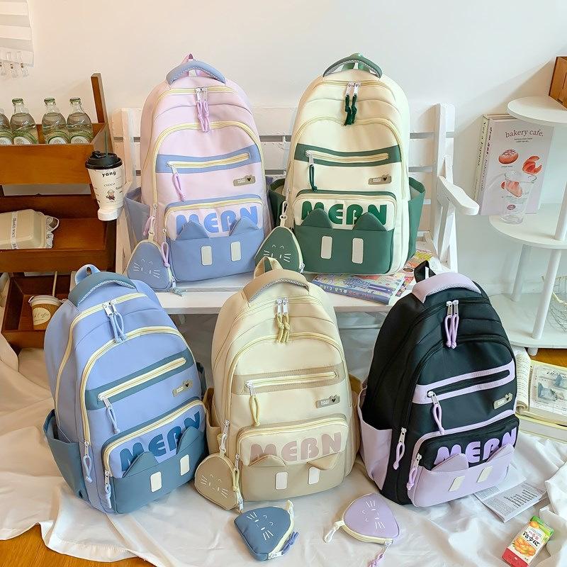 New Foreign Trade Student Schoolbag Contrasting Colors Ins Mori Cute Casual Backpack Simple Large Capacity Fashion Backpack