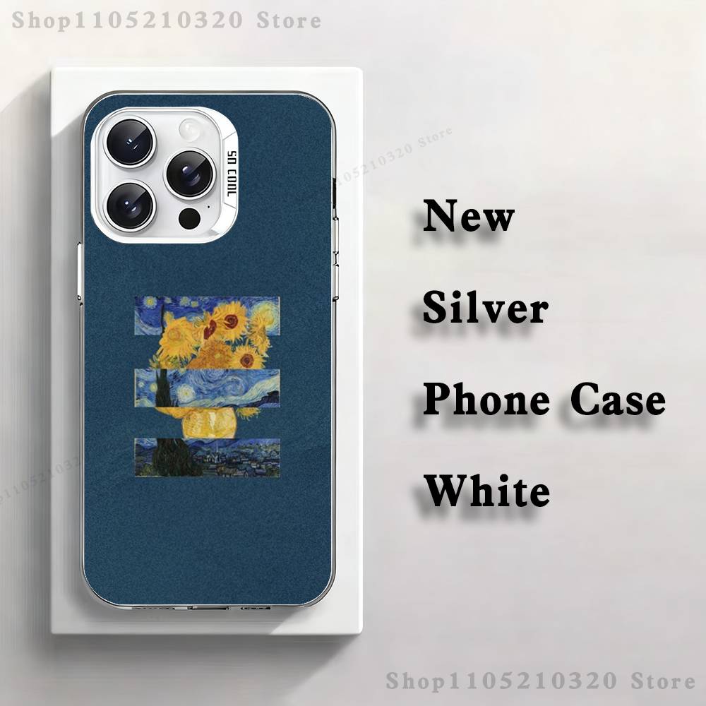Sunflower Art V-Van G-Gogh Phone Case For iPhone 17,16,15,14,13,12,11,Pro,XS,Max,Plus,Mini,SE4,E White Matte Shockproof Cover