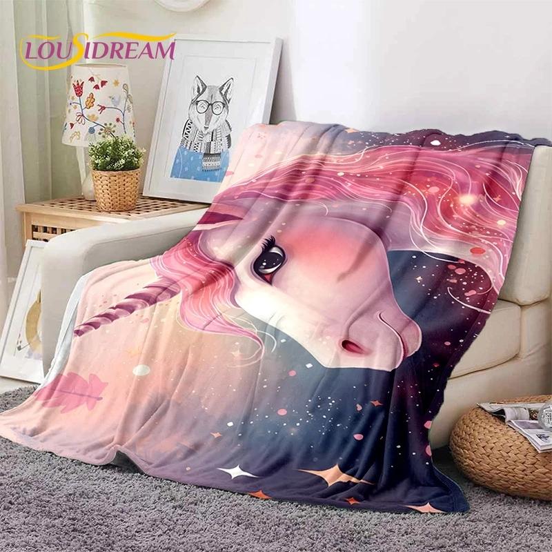 3D Cute Dream Unicorn Cartoon Girl Soft Flannel Blanket for Beds Bedroom Sofa Picnic,Throw Blanket for Outdoor Leisure Nap Gift