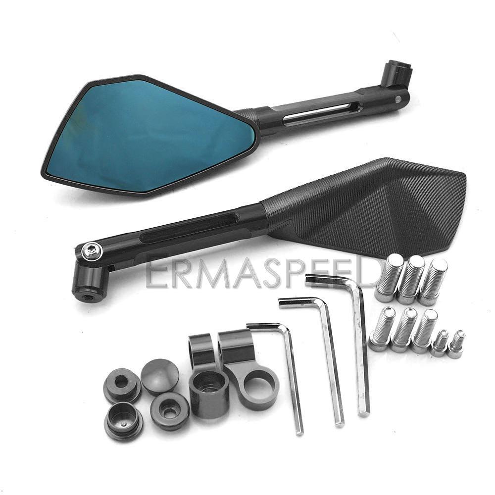 CNC Aluminium Motorsykkel Bakspeil Blått Glass Universalt 8mm 10mm Bakspeil Sidespeil for Motorsykkel Scooter Dirt