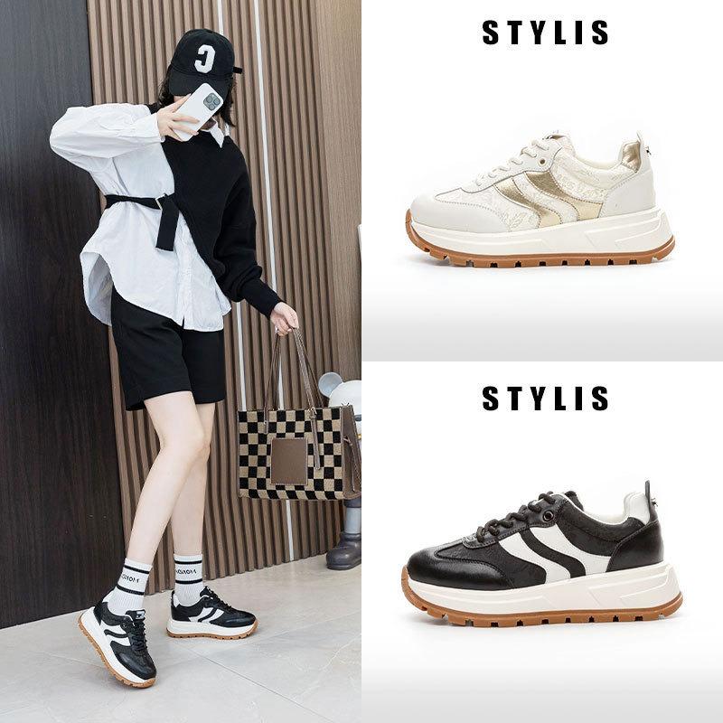 Leather little white shoes women's autumn models shallow mouth round head sports and leisure women's shoes breathable and versatile women