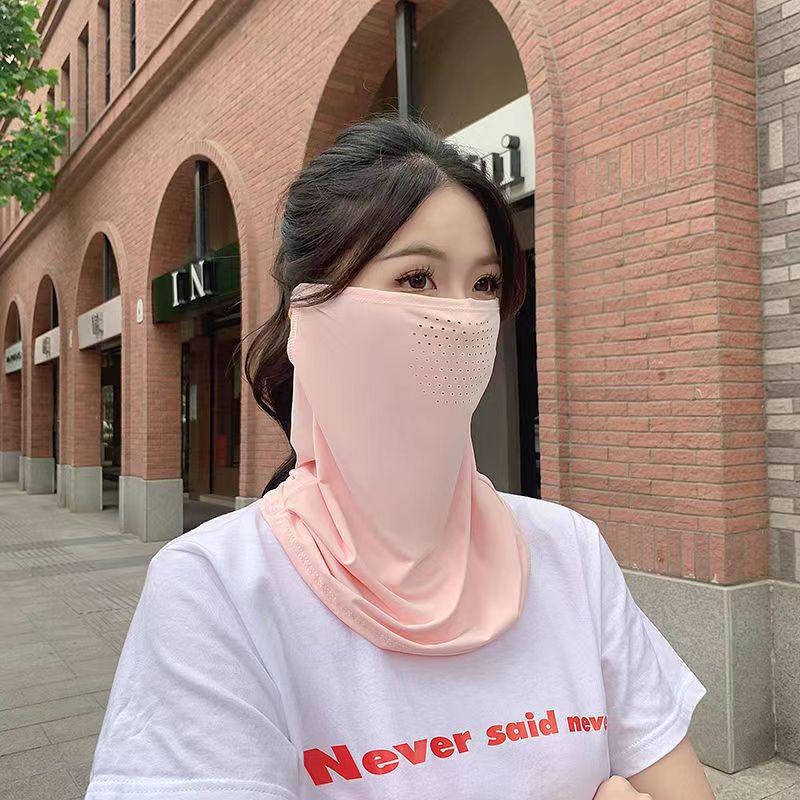 Summer Uv Protection Outdoor Neck Wrap Cover Sports Sun Protection Ice Silk Mask Face Cover Neck Wrap Cover Sunscreen Face Scarf