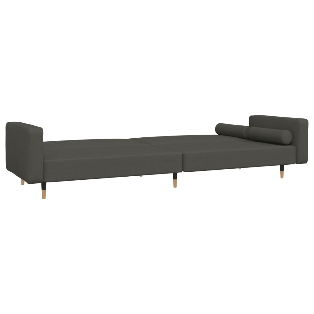 2 Seater Sofa Bed with 2 Pillows Dark Gray Velvet
