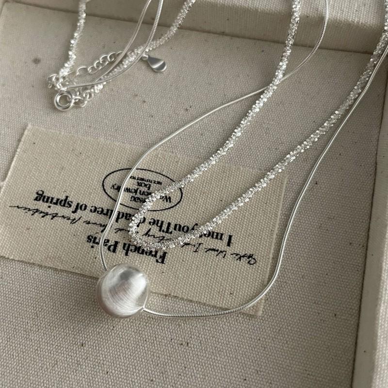 Double Layer Cat Eye Bead Necklace Fashion Minimalist Clavicle Chain Men Women
