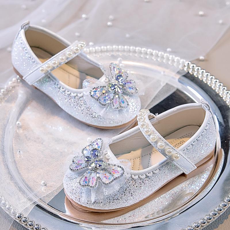 Herbst 2025 Koreanischer Stil Glänzende Prinzessinnen-Mädchenschuhe mit geschlossenem Zeh und weicher Sohle für Bühnenauftritte