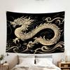 2026 Happy New Year Tapestry  Dragon Pattern Swirl Cloud Anime Home Decor Polyester Printed Wall Hanging