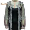 2 Pcs/Set Women Evening Dress Big Swing Shiny Bronzed Cardigan Slip Dress Set See-through Mesh Long Sleeve Coat Cocktail Events Special Occasions