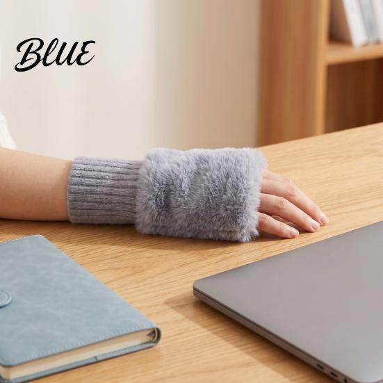 Flexible Half Finger Typing Gloves 1 Pair Fingerless Gloves Winter Warm Mittens Polyester Thermal for Women Soft Fuzzy Fleece Driving Writing