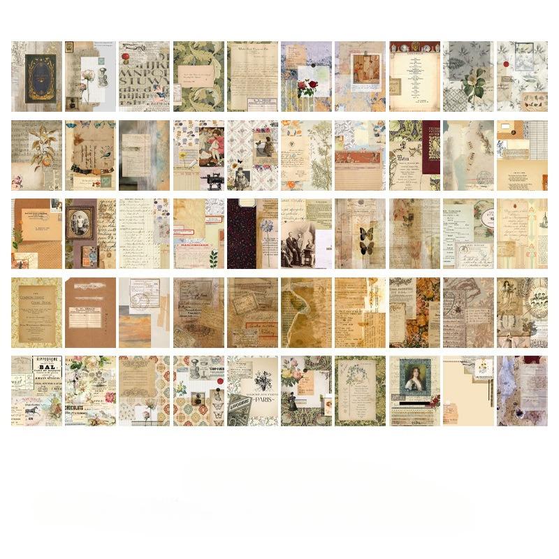 

100pcs/pack Vintage Style Material Paper for Decorative DIY Junk Journal Collage Photo Album Retro Background Supplies