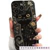 Flower Black Cat iPhone13/14/15ProMax Mobile Phone Case Apple 16/12/11 All Inclusive XS/XR Soft 78p