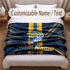 Leeds Rhinos Printed Flannel Blanket Custom Name Text Soft Warm Throw For Bedroom Holiday Gift