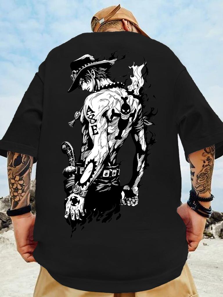 ONE PIECE Japan Anime Portgas D Ace Mens Printed TShirt Summer Casual Short Sleeve Casual Clothing Boys Childrens TShirt