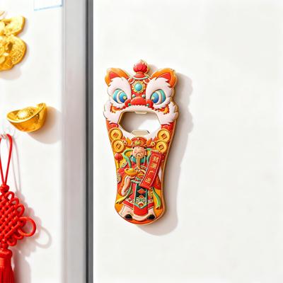 Löwen Flaschenöffner im chinesischen Stil Kühlschrankmagnet Gott des Reichtums Cartoon Löwe Kühlschrankmagnet Flaschenöffner Heimdekoration