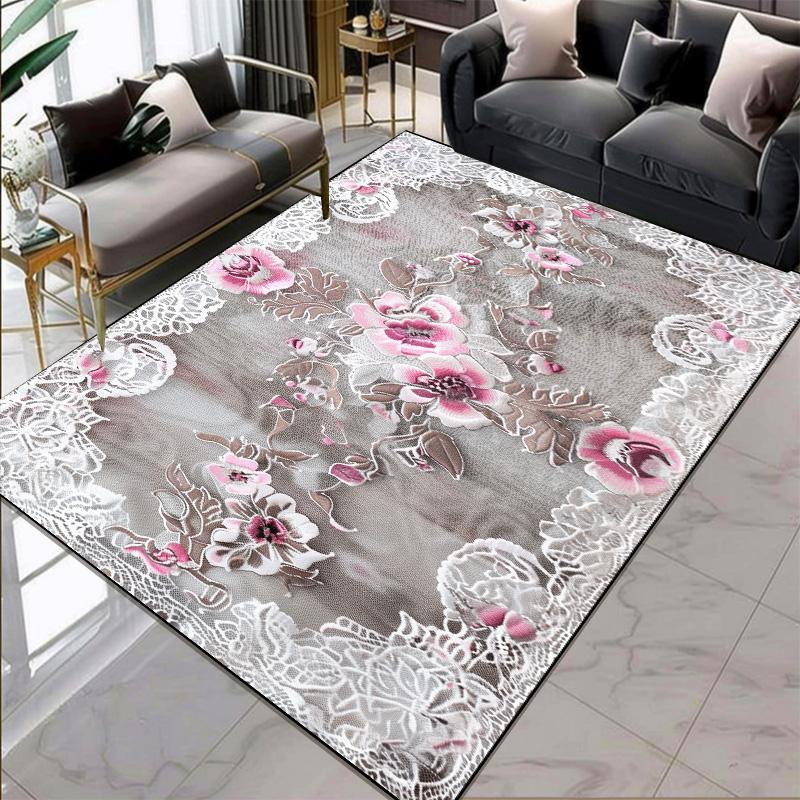 European Style Flower Pattern Carpets for Living Room Gorgeous Large Room Rugs Thickening Big Size Floor Mats for Lounge Balcony