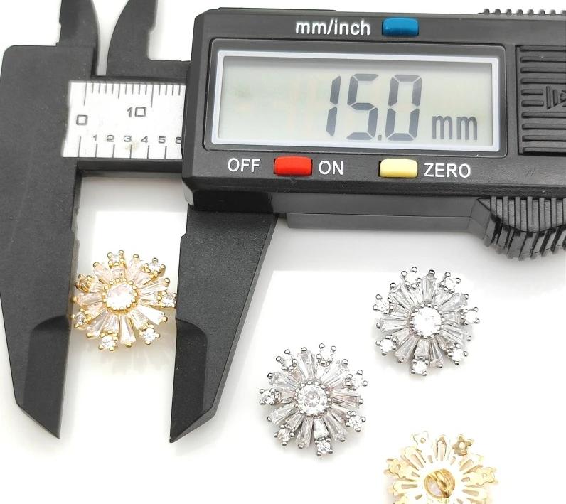 5pc/lot Shining Crystal Flower Buttons Cubic Zirconia Button for Shirt Decorative CZ Sewing Buttons for Cashmere Knit Cardigan